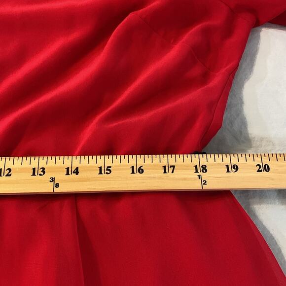 Asos Cerise Red Pleated Sleeve Dress Size 14 - Picture 7 of 11